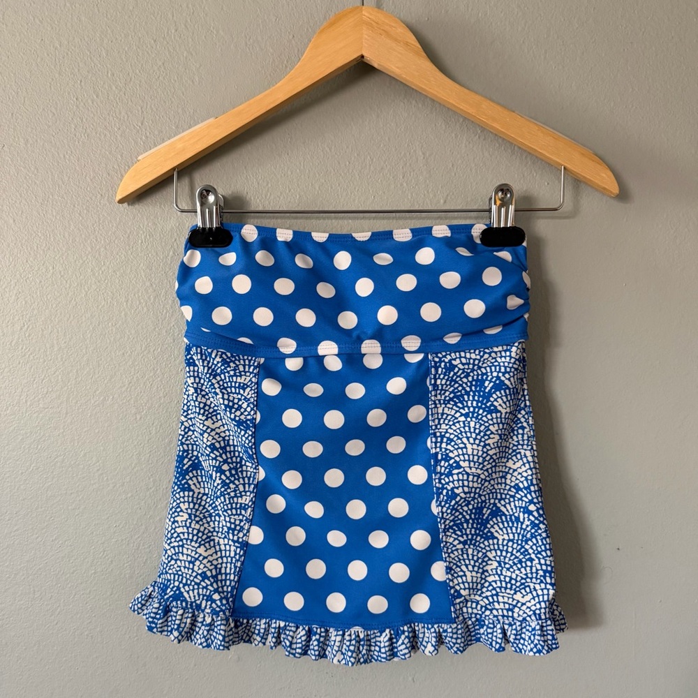 Malibu Dream Girl Polka Dot Tankini Set S Top M Bottom Blue White Retro Swimsuit